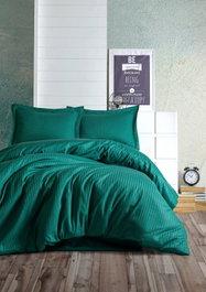 L'essentiel linge de maison Juego de funda de edredón Stripe - Verde petróleo